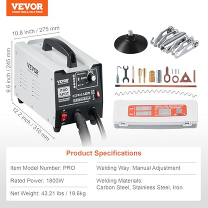 VEVOR Stud Welder Dent Repair Kit, 110V Auto Body Spot Welding Dent Puller Machine with 7 Welding Modes & Adjustable Power, 1.8KW Spot Welder Dent Removal Tool for Car, Truck Dent Repair - style: Manual Welding