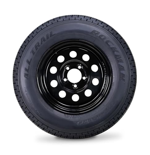 ROCKMAN Trailer Tire Wheel ST175/80R13 6-Ply C 91M 5X4.5" PCD Black Mod Rim - size: ST175/80R13 6PR/5x4.5