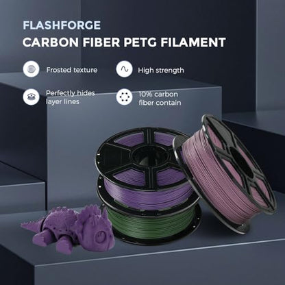 FLASHFORGE Carbon Fiber PETG Filament 1.75mm, Carbon Fiber PETG 3D Printer Filament, 1KG Spool Dimensional Accuracy +/- 0.02mm, Lightweight & Heat-Resistant & Moisture Free (Dusty Pink) - color: Pink, size: PETG CF
