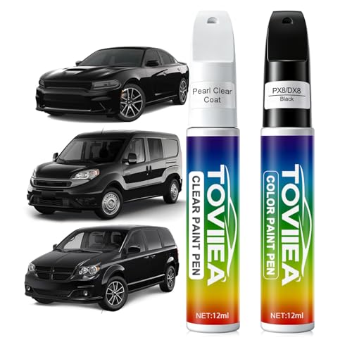 Black Crystal(PX8/DX8) Touch Up Paint for Dodge Ram - color: (PX8/DX8)Black Crystal for 2021 RAM 1500 Classic/2021 RAM 2500/2021 RAM 3500/2024-2026 PROMASTER