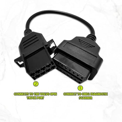 Truck OBD1 to OBD2 Adapter for Volvo 8 Pin Diagnostic Cable Connector - style: Fit for Volvo 8pin