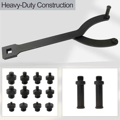 15Pc Adjustable Cylinder Spanner Wrench Set 1/2" Drive for 1-1/4"-5" Dia