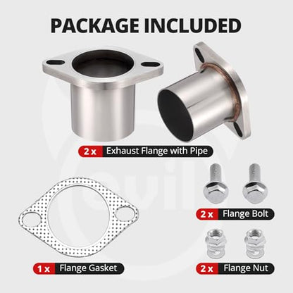EVIL ENERGY 2 Bolt Exhaust Flange Repair Piping Kit, 304 Stainless Steel Exhaust Flange and Gasket Set with Bolts and Nuts, Universal Flange Replacement Kit for Quick Fix Repair (2.5") - size: 2.5"