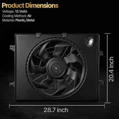 621-477 AC Condenser Cooling Radiator Fan Assembly Fits for Fits for Sonata 2011-2013 L4 2.4L; for Optima 2012-2013 L4 2.4L