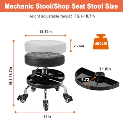 JOSTZHXIN Garage Mechanic Stool Chair Rolling Shop Chair, Height Adjustable Garage Shop Seat, Low Stools with Storage Tray, Rolling Stool for Salon SPA Tattoo (Style 1) - style: Style 1