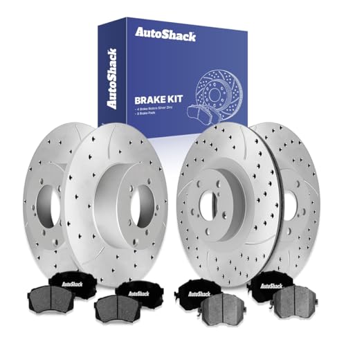 AutoShack Front Vented & Rear Solid Silver Zinc Coated Rotors & Pads - style: SilverShiled Pro & Pad