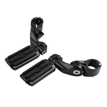 TCT-MOTORPARTS 1 1/4" Highway Engine Guard Crash Bar & Foot Pegs Fit for Harley Road King Glide Street Electra Glide Ultra FLHT FLHX FLHR 2009-2024 - color: Black Engine Crash Bar+Footpegs #2