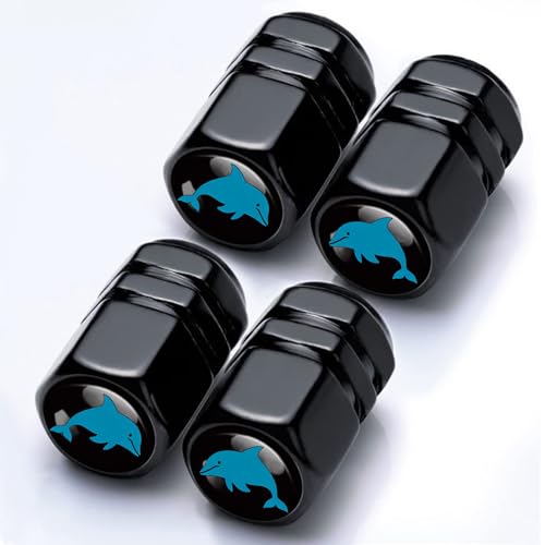4Pack Dolphin Tire Valve Caps Aluminum Leak-Proof Valve Stem Covers - color: Dolphin