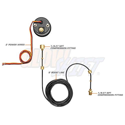 GlowShift Tinted 7 Color 100 PSI Diesel Boost Gauge Kit, 2-1/16" 52mm