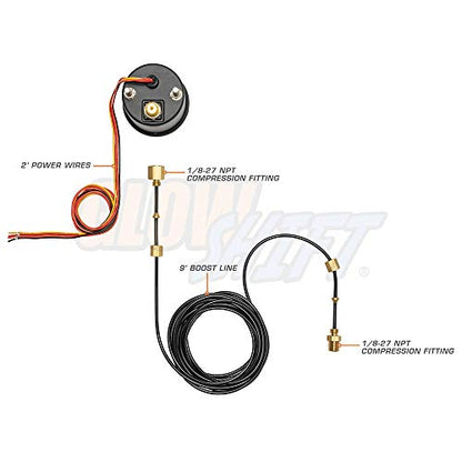 GlowShift Tinted 7 Color 100 PSI Diesel Boost Gauge Kit, 2-1/16" 52mm