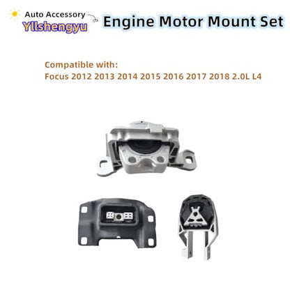 Engine Motor Transmission Mount Kit for Focus 2012-2018 2.0L L4 - size: Fits Focus 2012-2018 2.0L L4