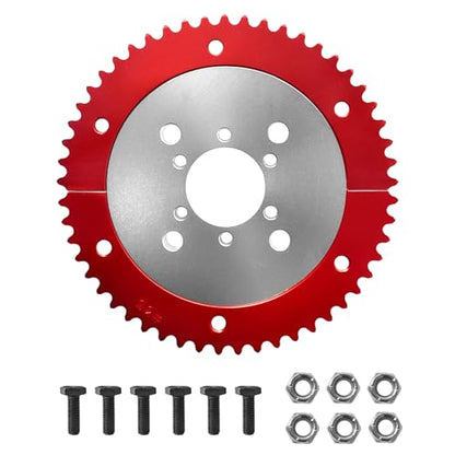 53T Split Sprocket Adapter with Sprocket for Universal Mini Bike Go Kart(Silver) - size: 53 tooth, style: Silver