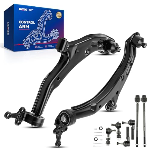 KAX 8Pcs Suspension Kit for 𝐍𝐢𝐬𝐬𝐚𝐧 𝐒𝐞𝐧𝐭𝐫𝐚 2000-2006 High-Strength Steel, 2 Lower Control Arms with Ball Joints, 4 Tie Rod Ends & 2 Sway Bar Link, Premium rubber bushings K620358 K620359 - size: Nissan Sentra 2000-2006