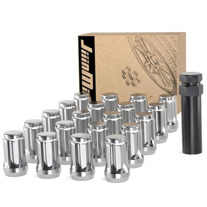 JiiinMiiin M12x1.5 20pcs Chrome 6 Spline Lug Nuts Sets with 1 Socket Key - color: Chrome, size: M12x1.5, style: 20pcs - 1.38"tall