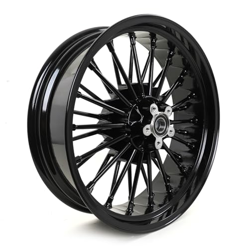 TOFR 21x3.5 17x6.0 Fat Spoke Wheels Black For Harley Softail FatBoy 07-17 - color: 21x3.5 17x6.0 Black, size: Softail FatBoy 2007-2017