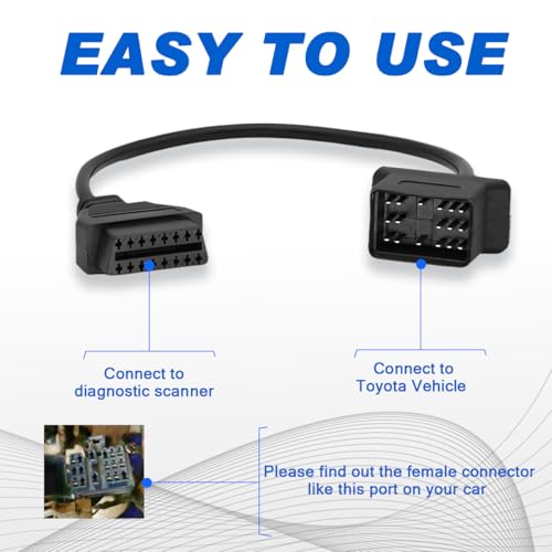 OBD2 Adapter Fit for Toyota 17 Pin OBD1 to 16 Pin OBD2 Diagnostic Cable - style: Fit for toyota-17pin(Square)