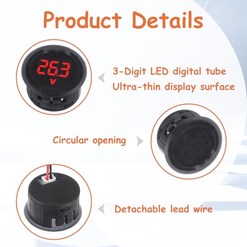 2 Pieces DC 4V-100V Voltmeter Gauge (Red) - color: Red, size: Not Waterproof