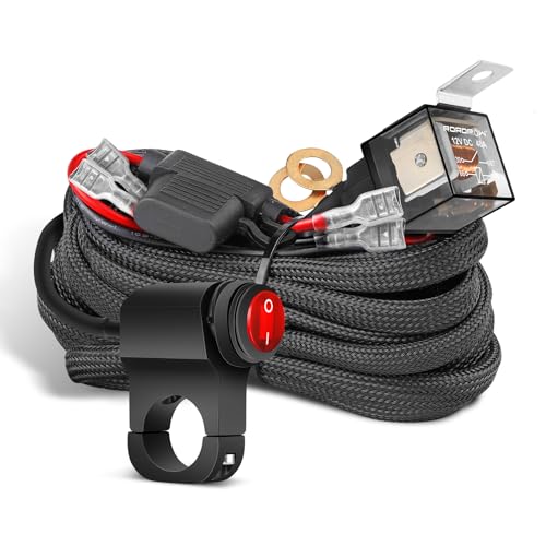 Wiring Harness 2 Lead, Nirider Motorcycle Handlebar Switch 12V 40A Relay Fuse Nylon Wiring Harness Kit for LED Light Bars Fog Lights Driving Lights LED Pods for Motorcycle ATV Dirt Bike Snowmobile