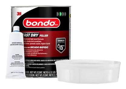Bondo Fast Dry Filler 6.31 lb with Hardener 2.75 oz, Premium Formula Repairs Dents and Scratches, Dries Faster, Spread Eaiser (FD-GAL-ES) - size: 100 oz