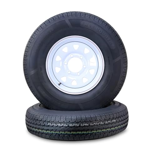 Free Country 2 Trailer Tire Wheels ST205/90R15 10PR 118L 6X5.5" White Spoke - size: ST205/90R15 /10PR /6x5.5