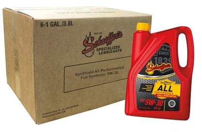 Schaeffer Manufacturing Co. 6530-006 SynShield All Performance Full Synthetic Gasoline Engine Oil 5W-30 For New and High Mileage Engines, 1-gallon bottle (case of 6)