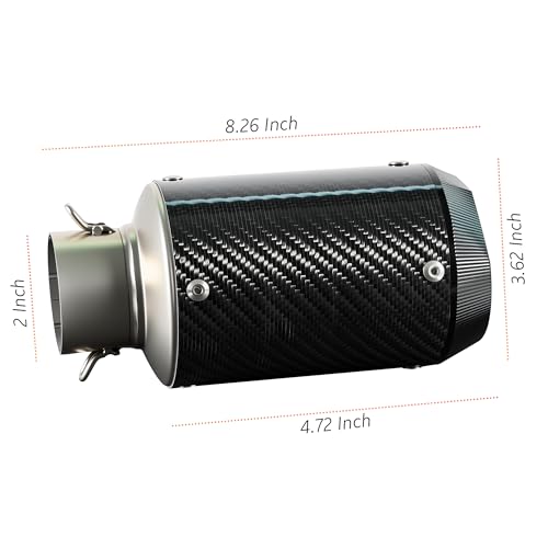 Motorcycle Exhaust, Slip-on Motorcycle Muffler, Carbon Fiber Slip on Exhaust Muffler, Fit for Z900 GSXR750 CBR650 and more, with Complete Accessories, Black