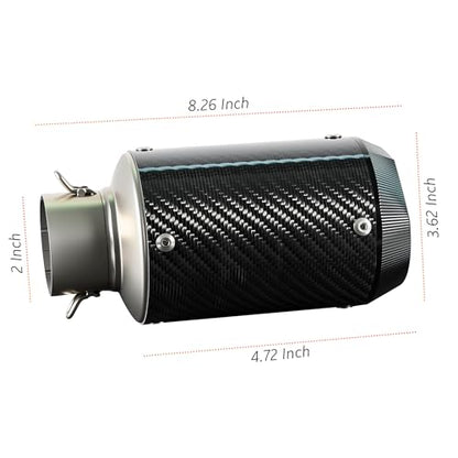 Motorcycle Exhaust, Slip-on Motorcycle Muffler, Carbon Fiber Slip on Exhaust Muffler, Fit for Z900 GSXR750 CBR650 and more, with Complete Accessories, Black