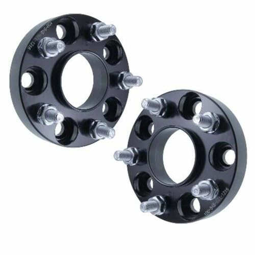 1.25 Inch Hub Centric Wheel Spacer Compatible with Mitsubishi Lancer Eclipse & Outlander - 5x114.3 (5x4.5) Bolt Pattern, 67.1mm Hub Bore, 12x1.5 Studs, 6061-T6 Billet Aluminum, Black - Pair - size: 1.25 Inch Hubcentric Wheel Spacers, style: 2x Wheel Space