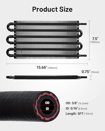 EVIL ENERGY 5/16 in Transmission Oil Cooler Kit, 6 Pass, Black - color: Black, size: 6 Pass