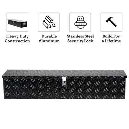 49 Inch Aluminum Truck Bed Tool Box with Side Handles, Lock - color: Black, size: 49"