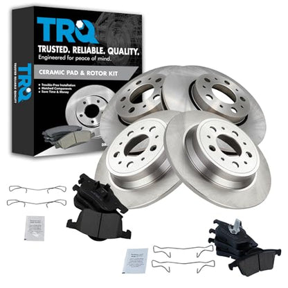 TRQ Front and Rear Brake Pad and Rotor Set Ceramic Vented Rotors 285mm - style: BKA11575