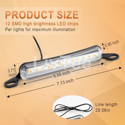 LivTee License Plate Light, Extremely Bright LED License Plate Lights Assembly for Trailer UTV ATV Truck RV Boat, Amber - color: Amber