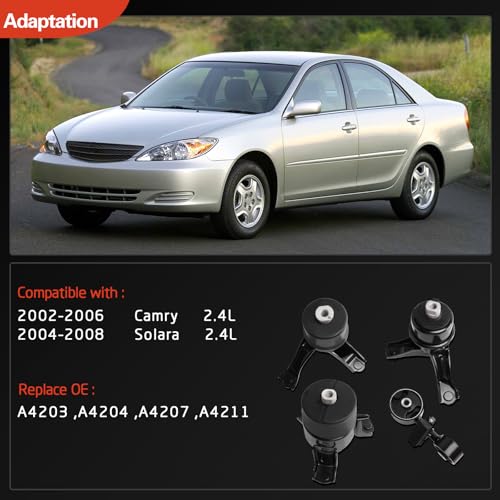 Engine Motor & Transmission Mount Kit Compatible with 2002-2006 Camry 2.4L - size: 2002-2006 Camry 2.4L 2004-2008 Solara