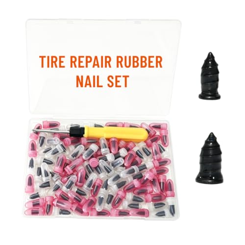 100PCS Tire Repair Rubber Nails Kit with Screwdriver & Storage Box - 2 Sizes Individually Packaged Self-Service Tire Repair Tools for Cars, Trucks, Motorcycles, Bikes, ATVs - No Tire Removal