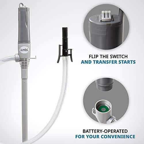 Jumbl Gas Transfer Pump, Automatic Fuel Transfer Pump, Grey, Large