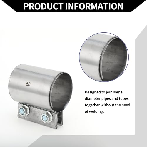 Exhaust Pipe Clamp/Exhaust Muffler Tube Joint for Car Truck/Durable Stainless Steel 2.36" 87mm / 1 Pc Silver Tone - size: 2.36''