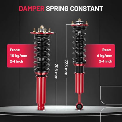 BDFHYK Coilovers Compatible with Honda Accord 1998-2002, Compatible with Acura TL 1999-2003/ CL 2001-2003, Shock Absorber Replacement 4 PCS, Adjustable Height Coilovers Suspension Kit Lowering Kit - style: Honda Accord 1998-2002