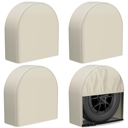 eletecpro RV Tire Covers, Fit 26-29 Inch Tire, Light Beige, 4-Pack - color: Light Beige, size: M (Fits Tire Diameters 26''-29'')