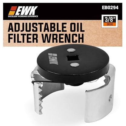 EWK 3/8" Dr. Adjustable Oil Filter Wrench for 2.5" to 3.25" Spin-On Filters