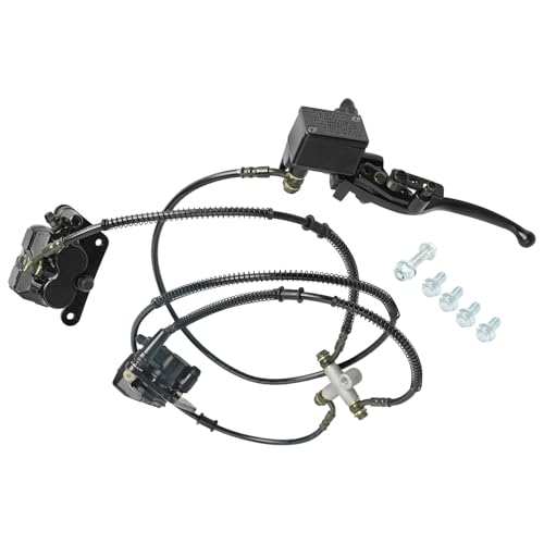 Twin Caliper Hydraulic Rear Brake Assembly with Master Cylinder & Lever for Rear Drive ATV Quad Trike
