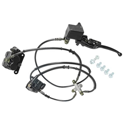 Twin Caliper Hydraulic Rear Brake Assembly with Master Cylinder & Lever for Rear Drive ATV Quad Trike
