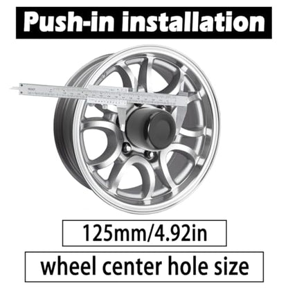 2Pcs 4.9" OD 3.66" H Stainless Trailer Wheel Center Caps for Rim - color: Matt Black, size: 4.9" OD 3.66" H