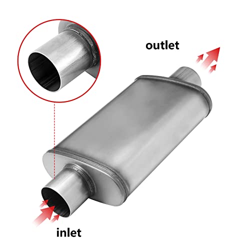 2.5 inch Inlet/Outlet Exhaust Muffler,Straight-Through Performance Muffler 2.5 Universal Stainless Steel for Cars, Trucks - size: 2.5in, style: single in | single out