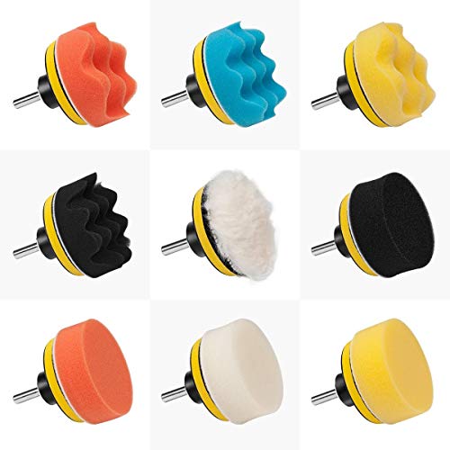 3 Inch Polishing Pads Kit, 11PCS Foam Buffing Pads with Drill Adapter - size: 3Inch-11PCS