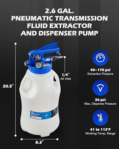 OMT 2.6 Gallon Vacuum Fluid Evacuator and Filler Set with 15 ATF Adapters