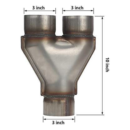 A-KARCK Exhaust Y Pipe 3" Inlet, Stainless Steel 10" Long Dual 3" Outlet Y Pipe Withstands High Temperatures (Wide-body) - color: Y Pipe, size: 3.0inch 10"Long Wide