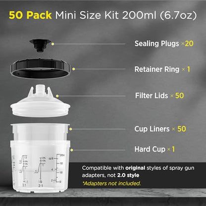 InoKraft Disposable Paint Cup System, 6 oz 50 Liners, Hard Cup & Plugs - size: 6 oz 50-pack (Pro Kit)