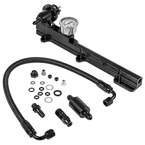 High-Flow Fuel Rail Kit with Pressure Regulator Gauge for Honda B-Series Swapped Engines (B16, B18, B20), 1/2" Large Fuel Bore, Compatible with Civic Integra B16A2 B18C1 B18C5
