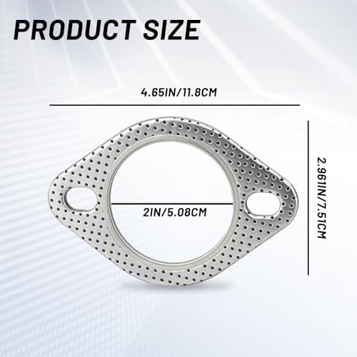 2PCS Car Exhaust Gasket, Exhaust Flange Gasket, Ultra Seal 2-Bolt 2-Inch Reinforced High Temperature Exhaust Manifold Gasket, Catalytic Converter Gasket for Most Cars Trucks (2 Inch) - color: 2 Inch