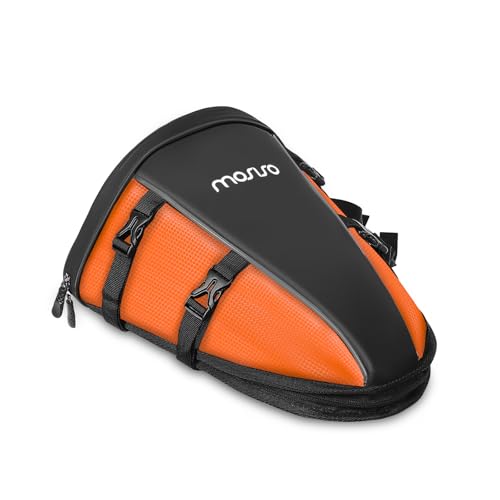 MOSISO Motorcycle Tail Bag Waterproof Polyester Storage Saddle Bag,Orange - color: Orange